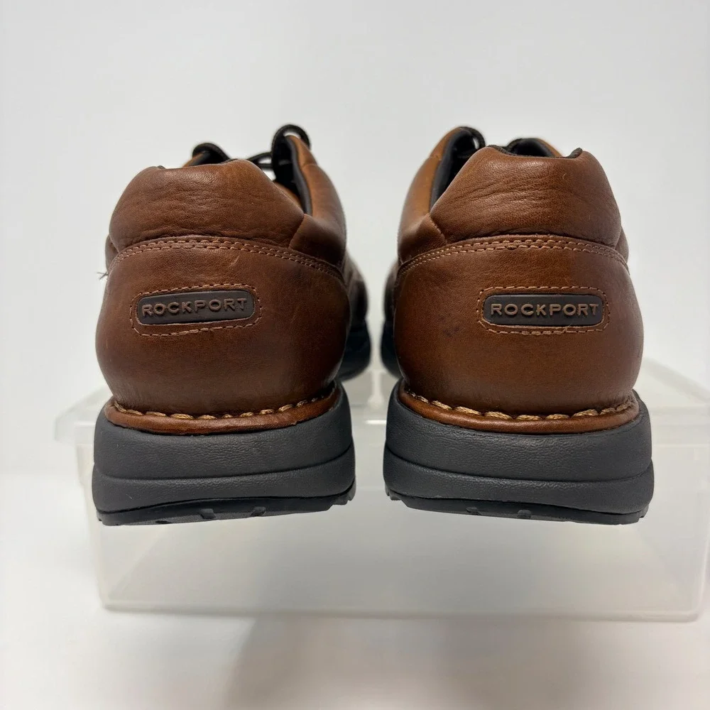 Rockport Mens 10.5 Wide Rockport Edge Hill II Shoes Brown Leather Lace Up